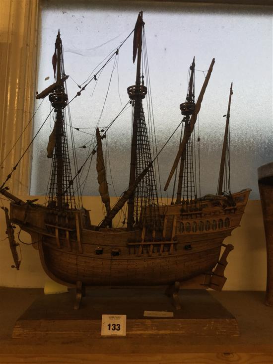 Wood model galleon